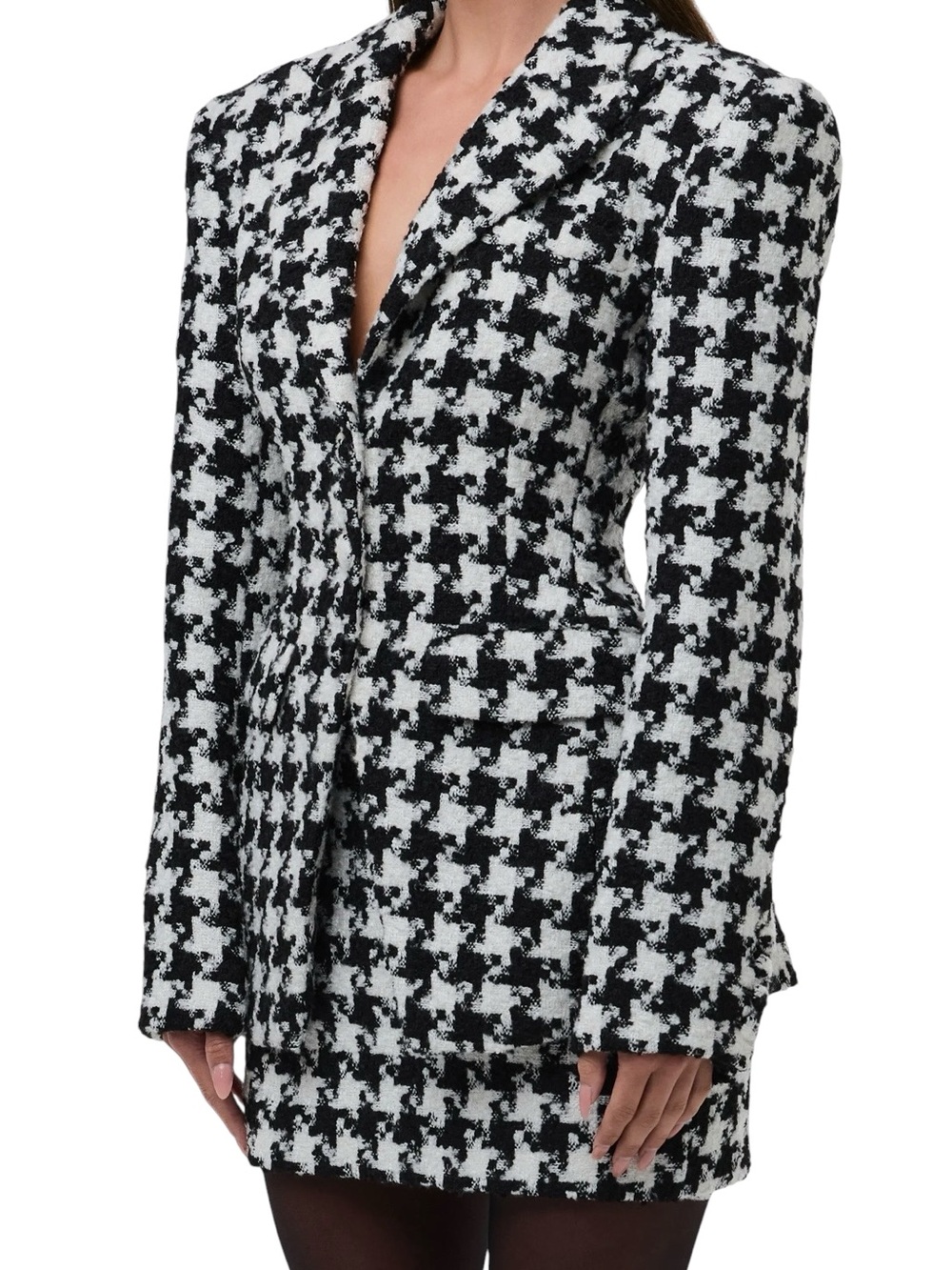 Meg & Margot Black & White Houndstooth Blazer & Skirt Set -M